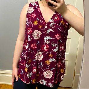 Sleeveless Maroon Floral Print OLD NAVY blouse ❤️